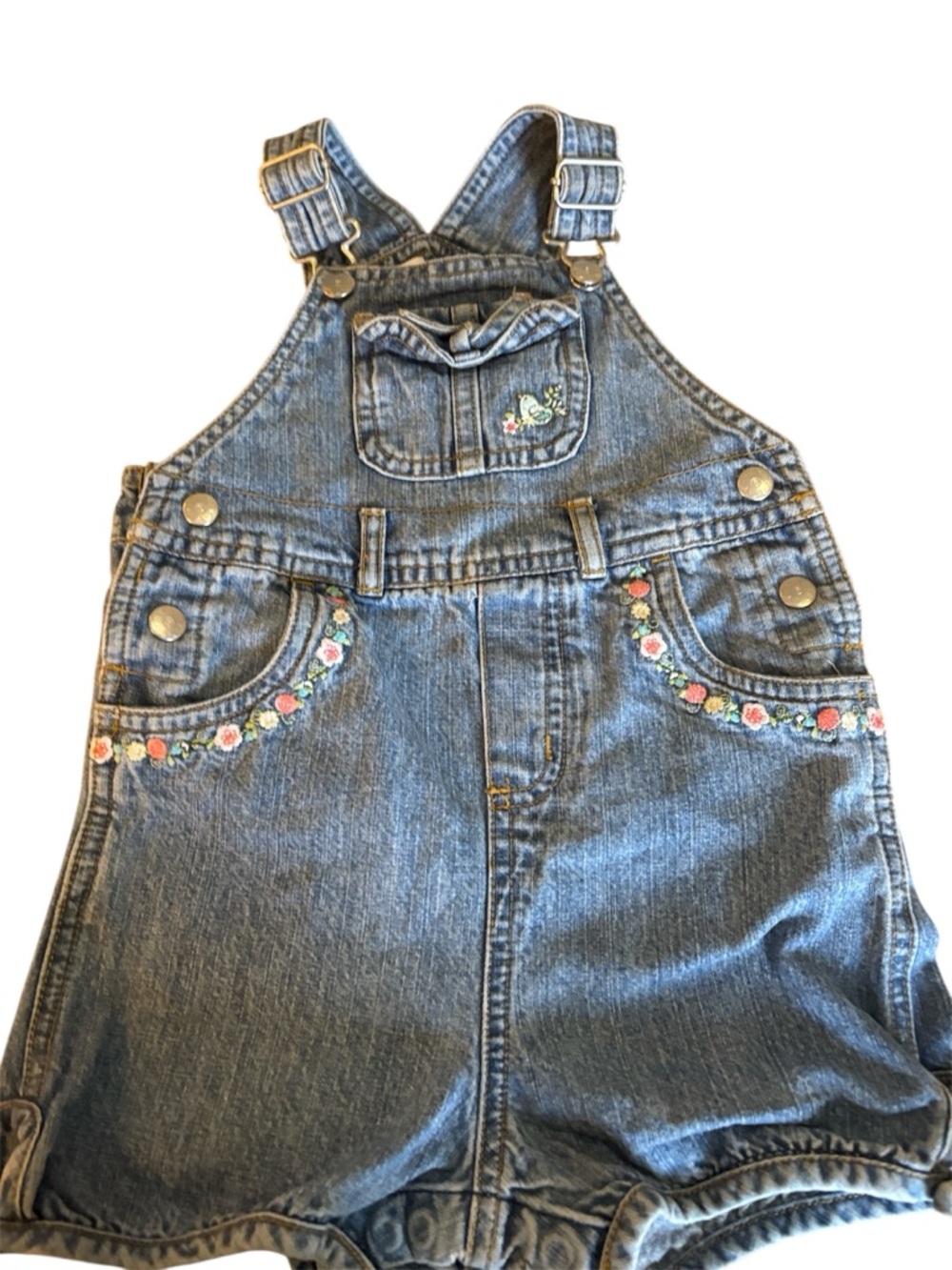 Vintage Carters Denim Embroidered 18 mo short overalls